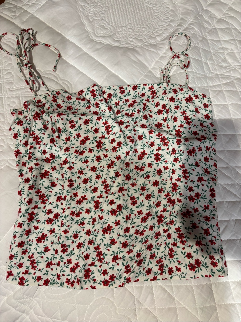 Reformation top with Red Floral Print